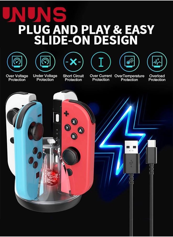 UNUNS - Switch Controller Charging Dock For Nintendo Switch/Switch OLED JoyCon,Fast Charger Dock Station For 4 Joycons,Portable Charging Stand Station With LED Indicator,Joy Con Charger Dock - Image 1