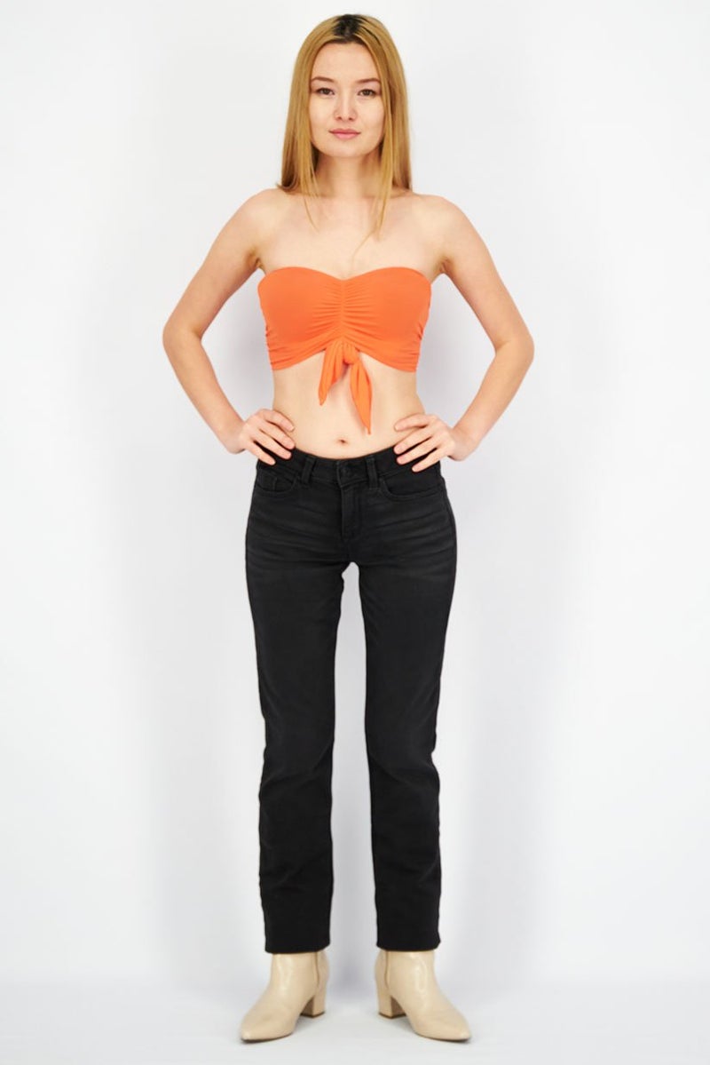 Etam Women Straight Across Strapless Solid Tube, Orange - Image 4