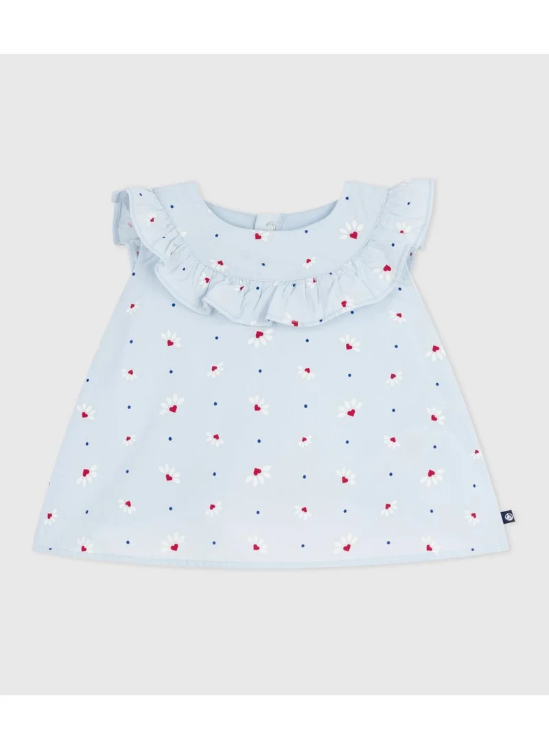 Petit Bateau Babies' sleeveless floral-print cotton poplin blouse