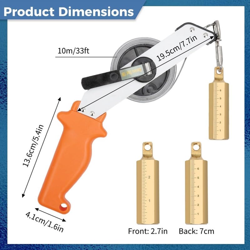 33Ft Water Oil Tape Gauging Stainless Steel And Depth Bob, Plumb Brass Heavy Sturdy With Tape Sounding Duty, For Gauging Tank - Image 4