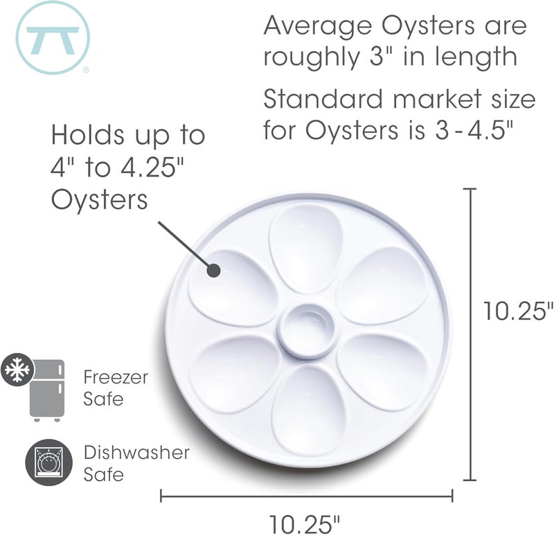 Outset Oyster Serving Tray, 6 Slots and Condiment Cup, Melamine - Image 5
