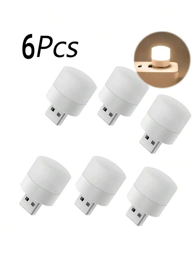 Generic 6 قطعة USB صغير ضوء الليل الدافئة الأبيض حماية العين كتاب القراءة ضوء USB التوصيل الكمبيوتر المحمول شحن الطاقة LED مصباح الليل  - Image 1