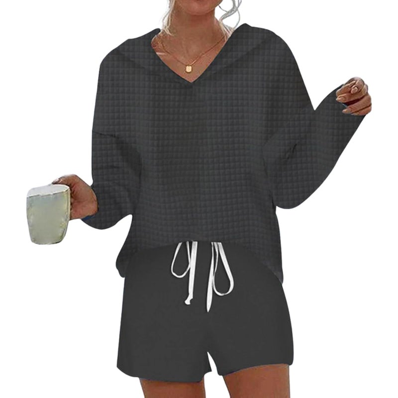 LOZ Lounge Sets for Women 2 Piece Travel Sweatsuits Casual Hoodie Long Sleeve Top with shorts 2026 Trendy Vacation Outfits - Image 1