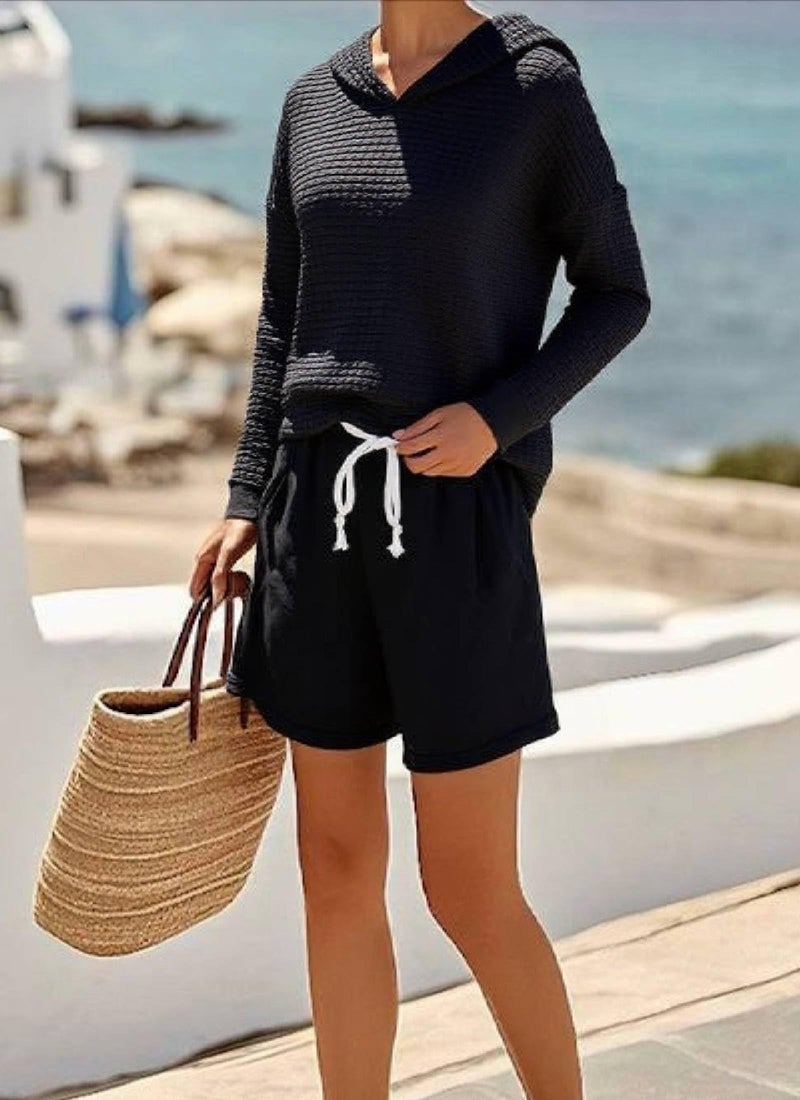 LOZ Lounge Sets for Women 2 Piece Travel Sweatsuits Casual Hoodie Long Sleeve Top with shorts 2026 Trendy Vacation Outfits - Image 2