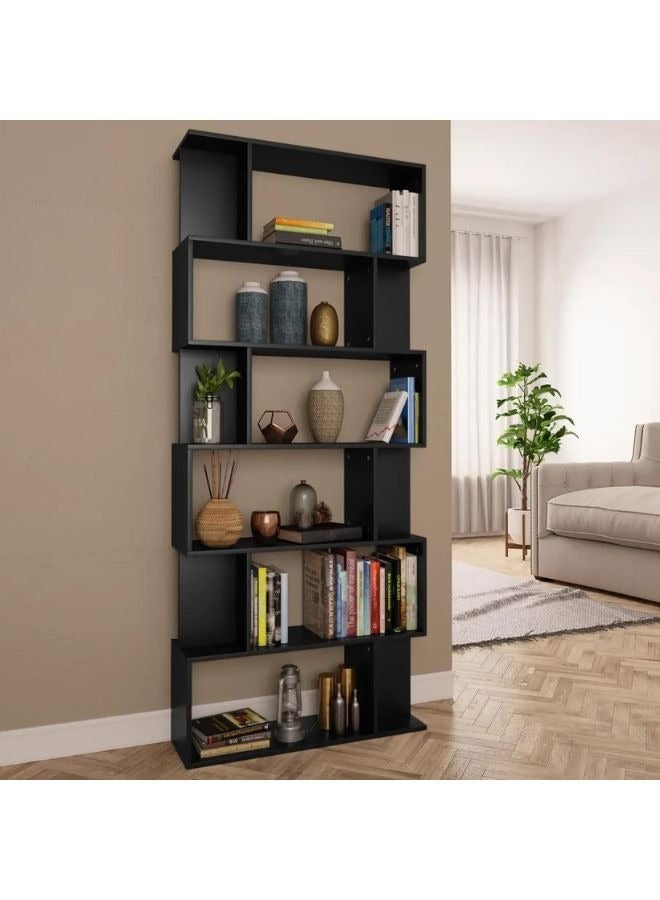 vidaxl vidaXL Book Cabinet/Room Divider Black 80x24x192 cm Engineered Wood - Image 1