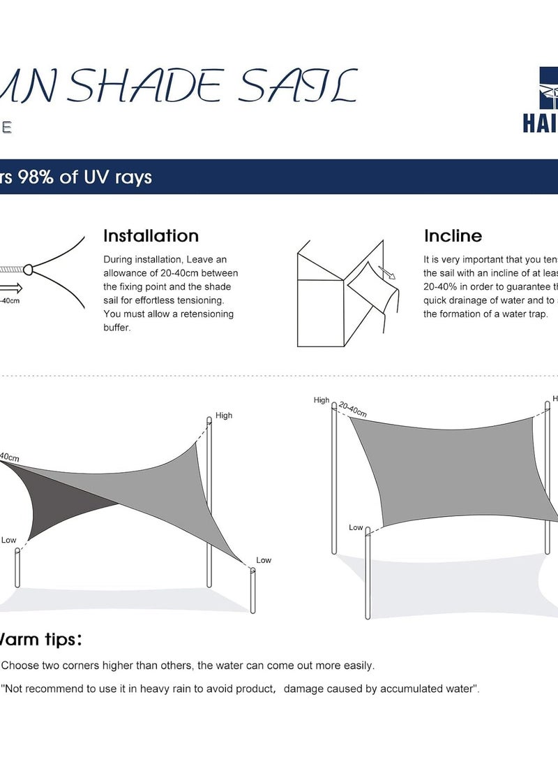 مظلة شراعية مستطيلة مقاس 3×5 متر من هايكوس، قماش من البولي ايثيلين عالي الكثافة جيد التهوية (185 غرام/متر مربع)، شبكة مظلة مستطيلة 5×3 متر مع حماية من... - Image 5
