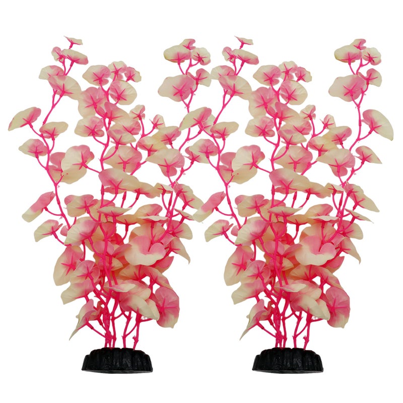 DVHEY 16 Inch Aquarium Fish Tank Plant Betta Fish Tank Decor,2 Pack Silk Aquarium Plants for Aquarium Decoration (White-Pink) - Image 1