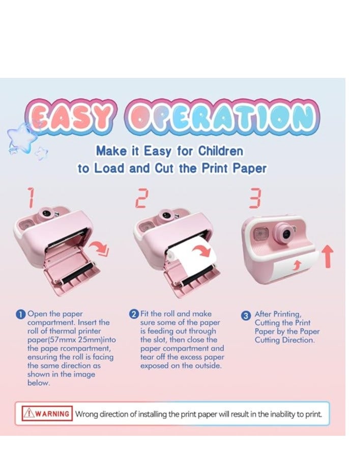KAILEO REBEL Kids Instant Camera M8 Photo Camera for Children Print Camera 32GB Storage 48MP Cameras 1080p Video 3 Photo Rolls 5 Coloring Pens  - Image 3