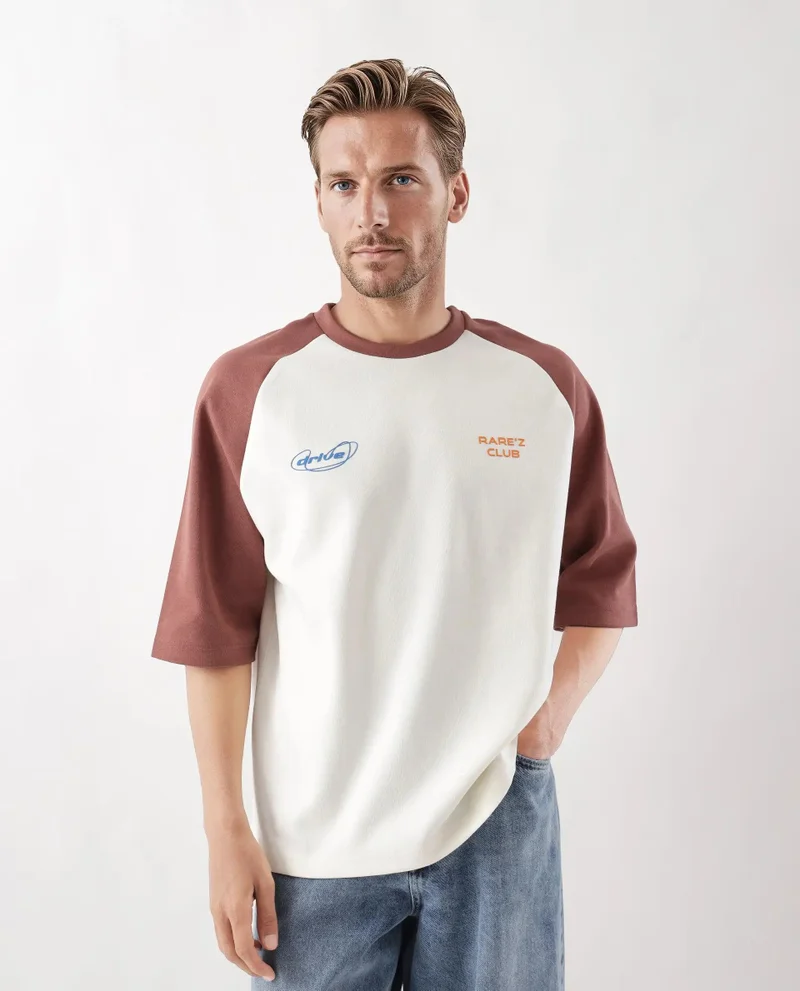 Rare Rabbit Men's Oversized Casual  Graphic T Shirt