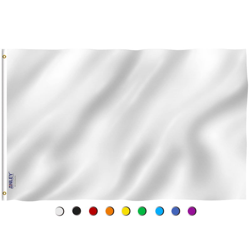 Anley Fly Breeze 3x5 Foot Solid White Flag - Vivid Color and Fade proof - Canvas Header and Double Stitched - Plain White Flags Polyester with Brass Grommets 3 X 5 Ft - Image 1