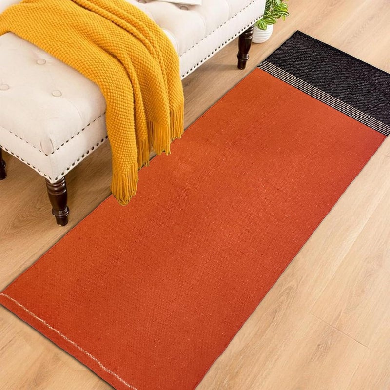 STONEMUNK ® Runner for Living Room | 2x6 Feet | Indoor Floor Rugs for Bedroom | Suitable for Home or Office | Runner for Kichen | Machine Washable Carpet | Cotton Runner - (2x6 Orange) - Image 1