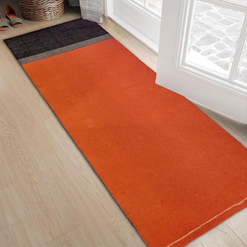 STONEMUNK ® Runner for Living Room | 2x6 Feet | Indoor Floor Rugs for Bedroom | Suitable for Home or Office | Runner for Kichen | Machine Washable Carpet | Cotton Runner - (2x6 Orange) - Image 4
