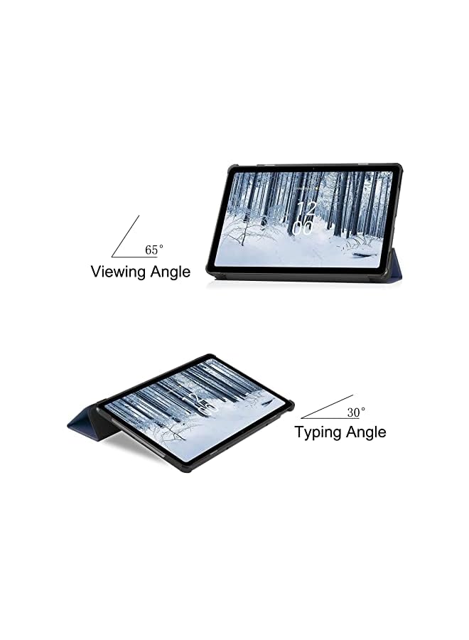 PROMASS For Nokia T21 Tablet, 10.4 Inch Tri-Fold Ultra Slim Lightweight Multi- Viewing Angles Stand Hard Shell Folio Auto Sleep/Wake Tablet Case (Nokia T21 Tablet, Blue) - Image 4