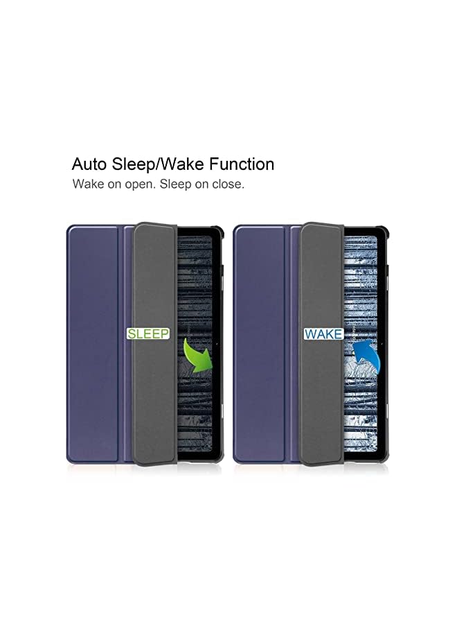 PROMASS For Nokia T21 Tablet, 10.4 Inch Tri-Fold Ultra Slim Lightweight Multi- Viewing Angles Stand Hard Shell Folio Auto Sleep/Wake Tablet Case (Nokia T21 Tablet, Blue) - Image 3
