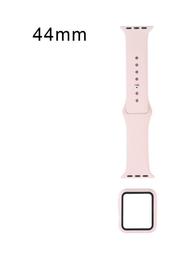 HuHa Silicone Replacement Strap Watchband with Protective Case Set For Apple Watch Series 7/6/SE/5/4 45/44mm Sand Pink - Image 1