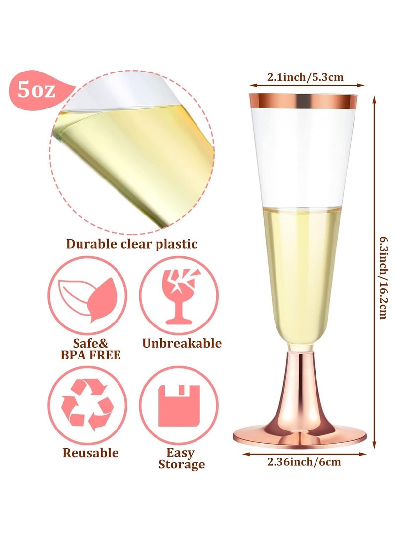 KASTWAVE 12 Pack Plastic Champagne Flutes 5 oz Clear Toasting Glasses Disposable Cups with Rim for Wedding Engagement Birthday Graduation Anniversary Parties - Image 2