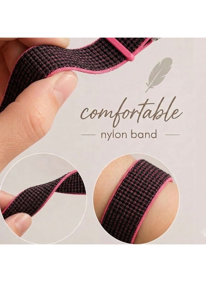 MARGOUN Breathable Nylon Sport Loop Band Compatible with Apple Watch 44mm 45mm 46mm 49mm for Women Men, iWatch Wrist Straps for Ultra 3 2, Se, Series 11 10 9 8 7 - Black Pink - Image 4