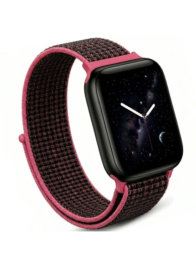 MARGOUN Breathable Nylon Sport Loop Band Compatible with Apple Watch 44mm 45mm 46mm 49mm for Women Men, iWatch Wrist Straps for Ultra 3 2, Se, Series 11 10 9 8 7 - Black Pink - Image 1