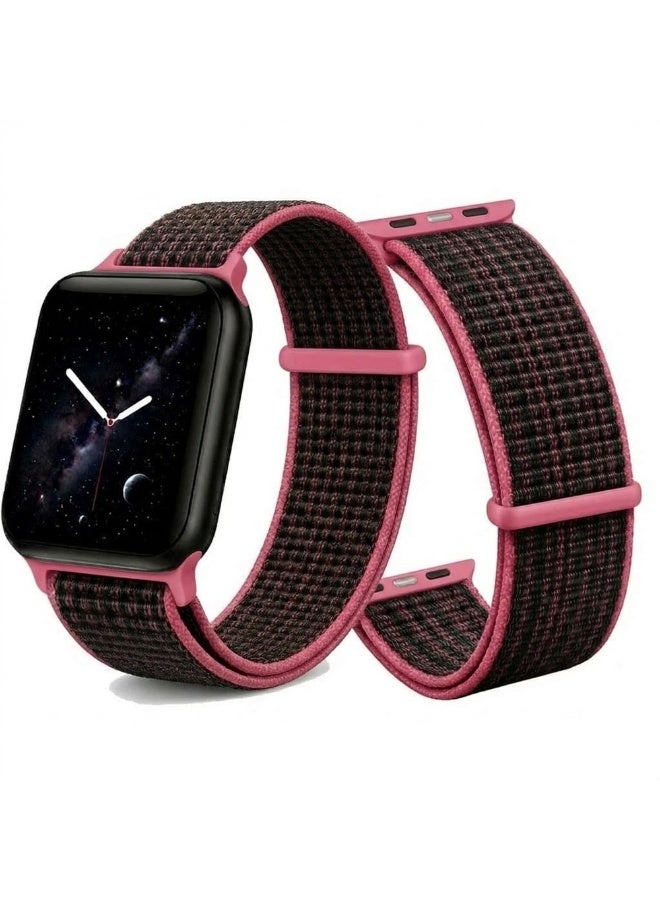 MARGOUN Breathable Nylon Sport Loop Band Compatible with Apple Watch 44mm 45mm 46mm 49mm for Women Men, iWatch Wrist Straps for Ultra 3 2, Se, Series 11 10 9 8 7 - Black Pink - Image 2