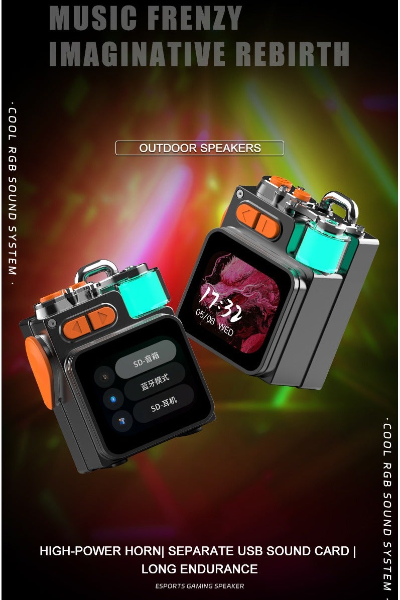 Bluetooth 5.4 Metal Mini Speaker — Zinc Alloy Body, High-Power Amp & Horn, LED Display, RGB, 6H Battery — Multi-functional Bluetooth Mini Speaker with Screen; TF Card & Call Function - Image 2