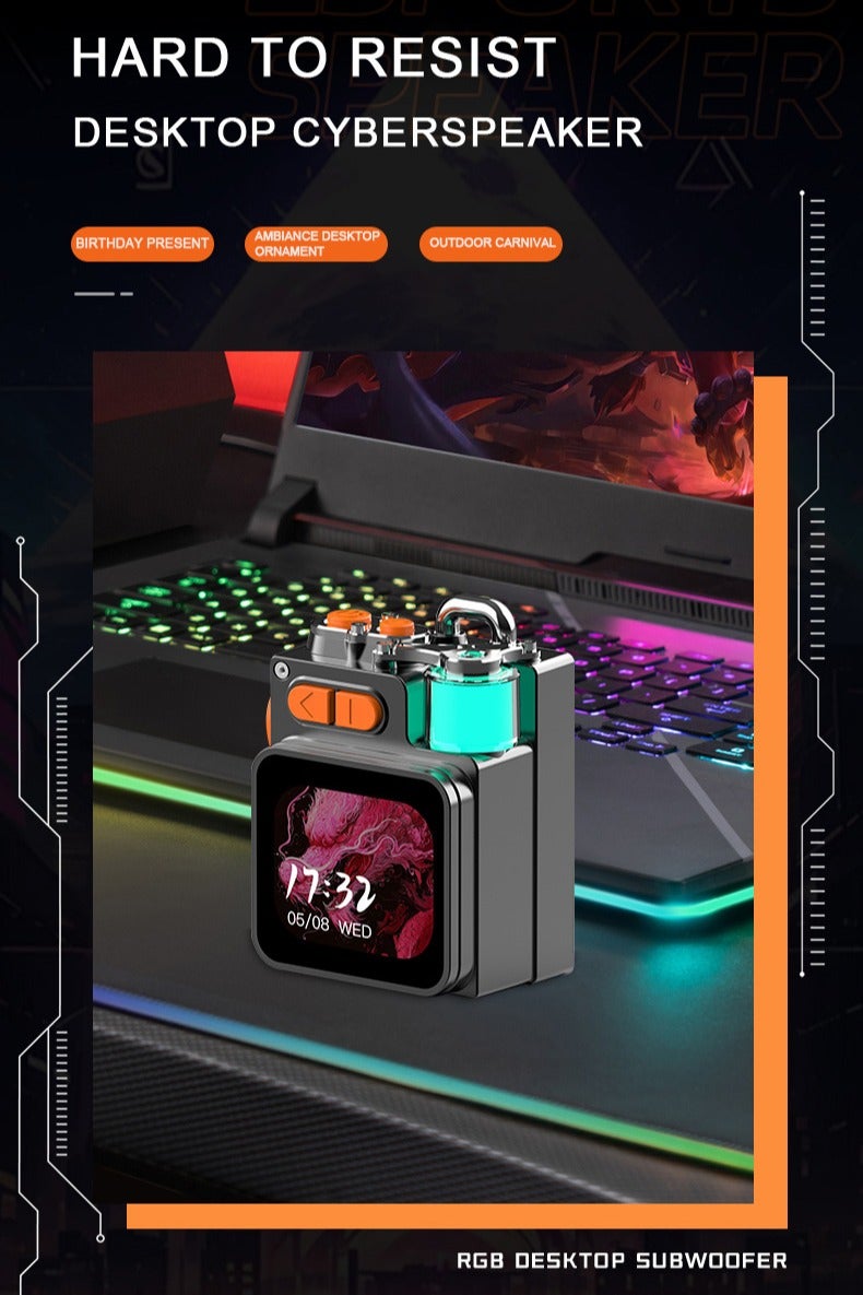 Bluetooth 5.4 Metal Mini Speaker — Zinc Alloy Body, High-Power Amp & Horn, LED Display, RGB, 6H Battery — Multi-functional Bluetooth Mini Speaker with Screen; TF Card & Call Function - Image 4