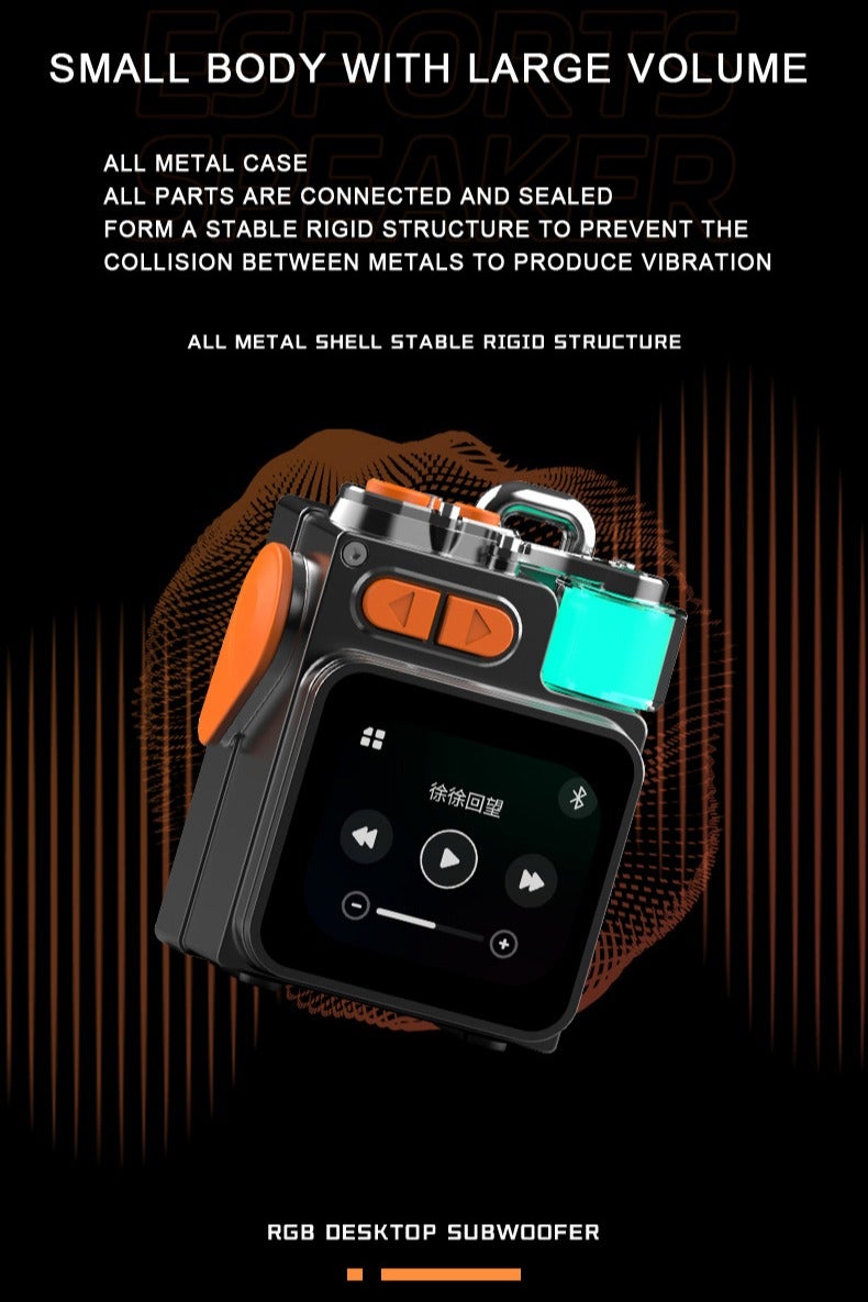 Bluetooth 5.4 Metal Mini Speaker — Zinc Alloy Body, High-Power Amp & Horn, LED Display, RGB, 6H Battery — Multi-functional Bluetooth Mini Speaker with Screen; TF Card & Call Function - Image 5