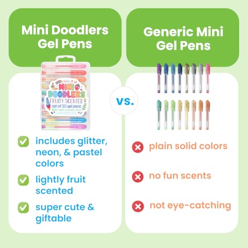 Ooly Scented Mini Doodlers Gel Set of 20 Pens - 20 Mini Glitter, Neon and Pastel Scented Gel Pens for Kids and Adults, Art and Stationery Supplies - Image 3