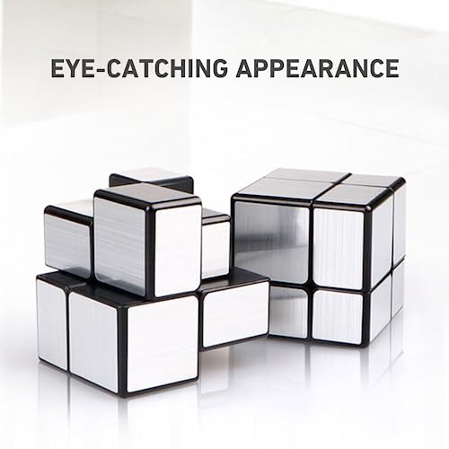 Cubelelo Drift Mirror 2X2 (Silver) Stickerless Speed Cube|Comes with Mirror Finished Sticker for A Premium Look&Feel|Collective Item|Speedy Stress Buster Brainstorming Puzzle for Kids & Adults | - Image 2