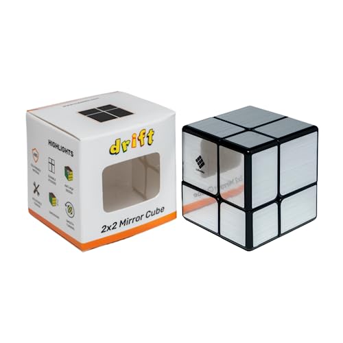 Cubelelo Drift Mirror 2X2 (Silver) Stickerless Speed Cube|Comes with Mirror Finished Sticker for A Premium Look&Feel|Collective Item|Speedy Stress Buster Brainstorming Puzzle for Kids & Adults | - Image 1