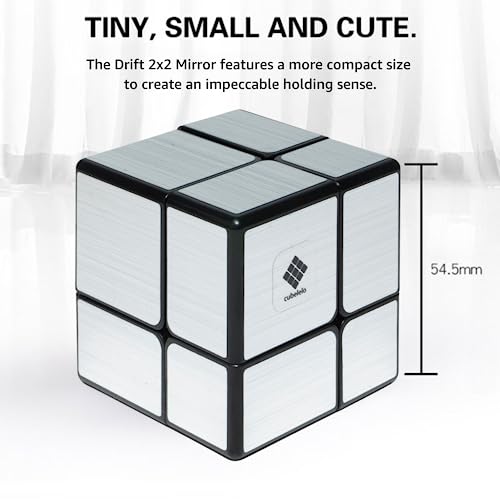 Cubelelo Drift Mirror 2X2 (Silver) Stickerless Speed Cube|Comes with Mirror Finished Sticker for A Premium Look&Feel|Collective Item|Speedy Stress Buster Brainstorming Puzzle for Kids & Adults | - Image 5