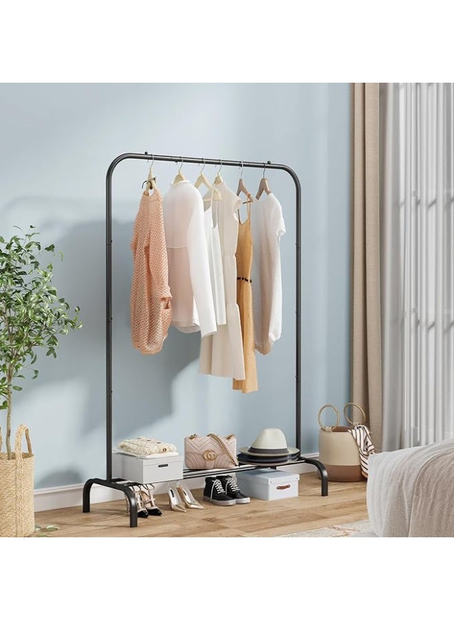 BLOOMING TIME Garment Rack for Hanging Clothes Rack Heavy Duty Portable with Bottom Metal Shelf Drying Coats Shirt,Black (Black) - Image 5