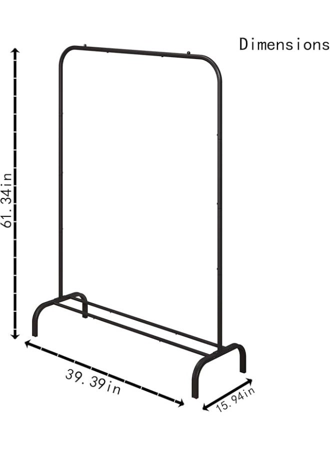 BLOOMING TIME Garment Rack for Hanging Clothes Rack Heavy Duty Portable with Bottom Metal Shelf Drying Coats Shirt,Black (Black) - Image 2
