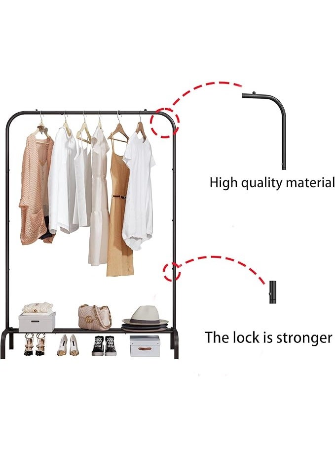 BLOOMING TIME Garment Rack for Hanging Clothes Rack Heavy Duty Portable with Bottom Metal Shelf Drying Coats Shirt,Black (Black) - Image 3