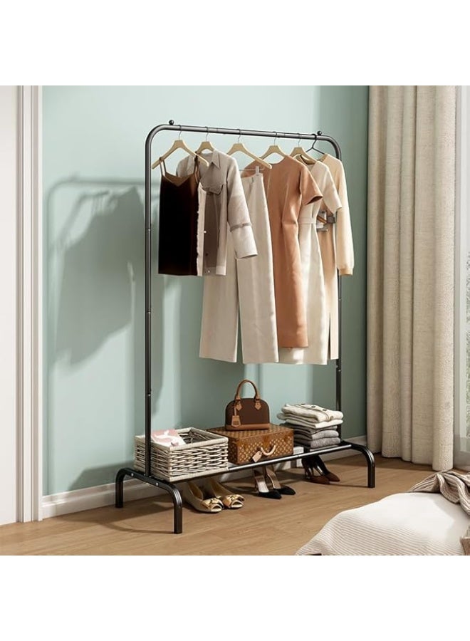 BLOOMING TIME Garment Rack for Hanging Clothes Rack Heavy Duty Portable with Bottom Metal Shelf Drying Coats Shirt,Black (Black) - Image 4