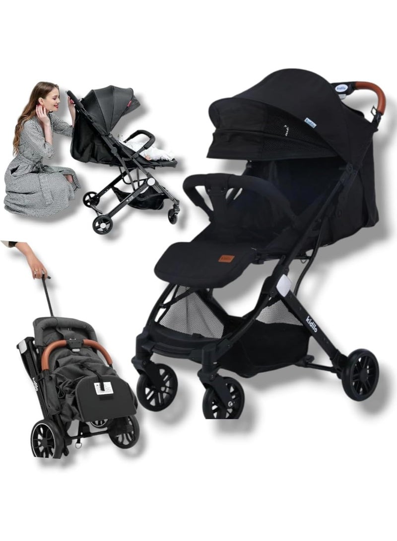 عربة أطفال كيديلو للأطفال حديثي الولادة حتى عمر 36 شهرًا (أسود) - Image 1