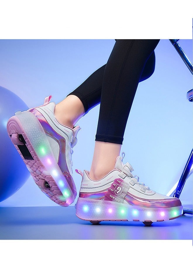 Loquat LED Two-wheel Flash Stylish Shiny Sneaker Skates with Wheels and Lightning Soles for Easy Swivel Buckle Kids Shoes - Image 5