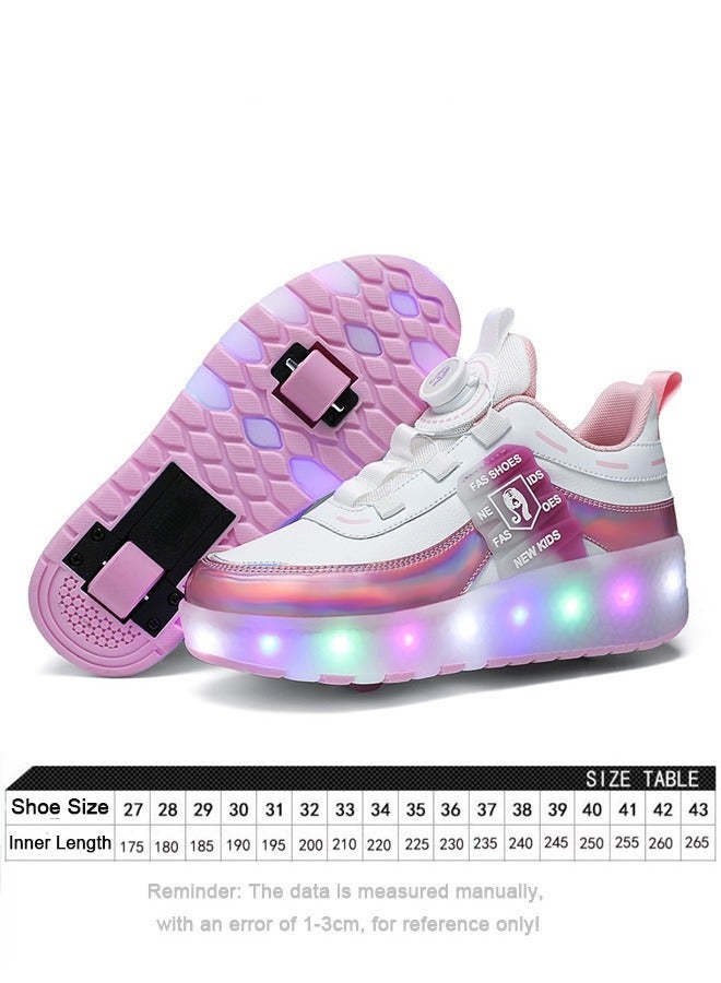 Loquat LED Two-wheel Flash Stylish Shiny Sneaker Skates with Wheels and Lightning Soles for Easy Swivel Buckle Kids Shoes - Image 4