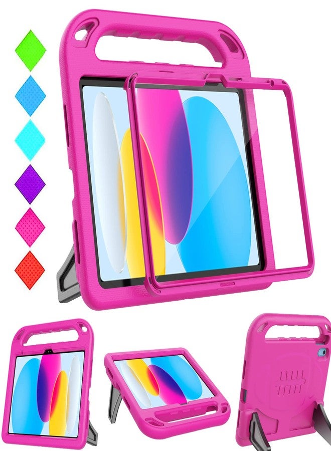 BMOUO جراب BMOUO للأطفال لجهاز iPad الجيل العاشر 10.9 بوصة 2022 - مع واقي شاشة مدمج، مقاوم للصدمات، خفيف الوزن، مزود بمقبض قابل للطي وحامل، جراب لجهاز iPad الجيل العاشر 10.9 بوصة للأطفال الصغار والفتيات، لون وردي - Image 1