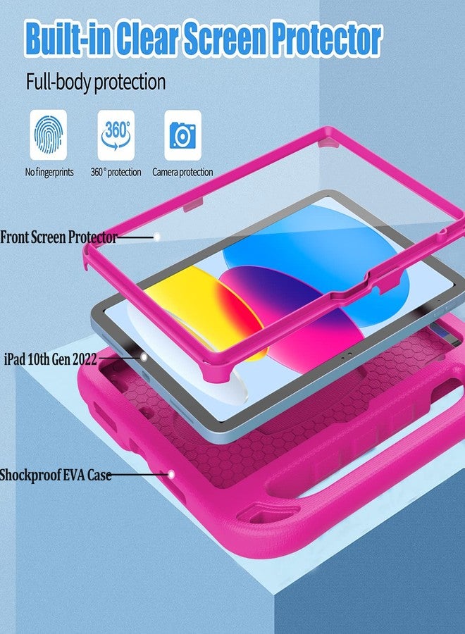 BMOUO جراب BMOUO للأطفال لجهاز iPad الجيل العاشر 10.9 بوصة 2022 - مع واقي شاشة مدمج، مقاوم للصدمات، خفيف الوزن، مزود بمقبض قابل للطي وحامل، جراب لجهاز iPad الجيل العاشر 10.9 بوصة للأطفال الصغار والفتيات، لون وردي - Image 3