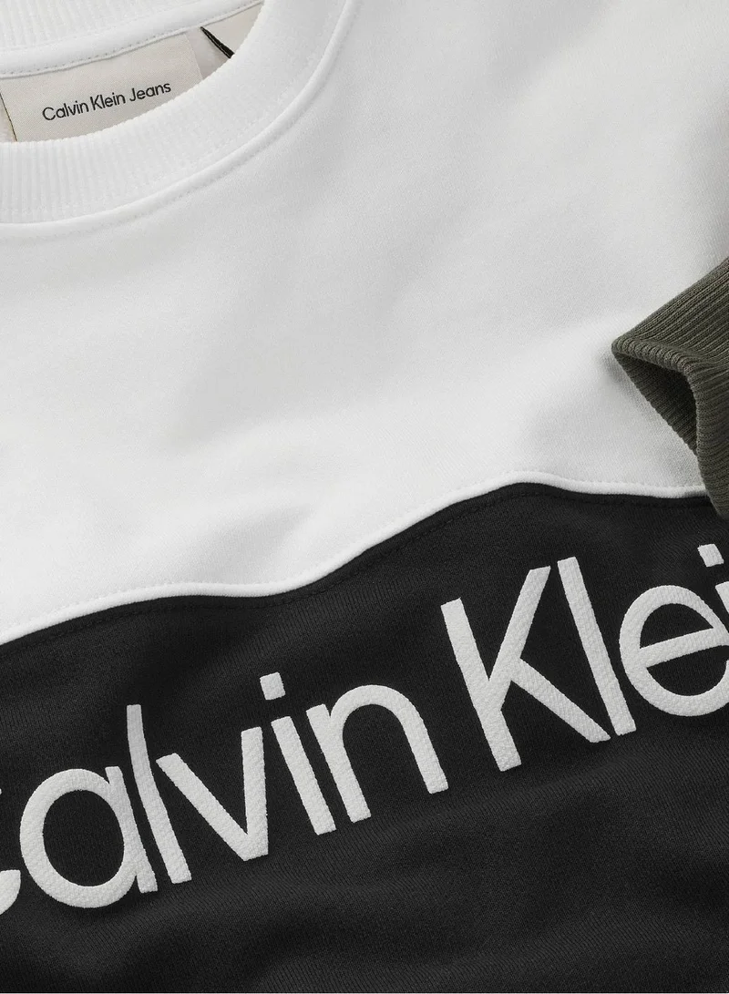 Calvin Klein Jeans Ck Black/ Olive / White Colourblock Logo Sweatshirt for Men | Best Price UAE