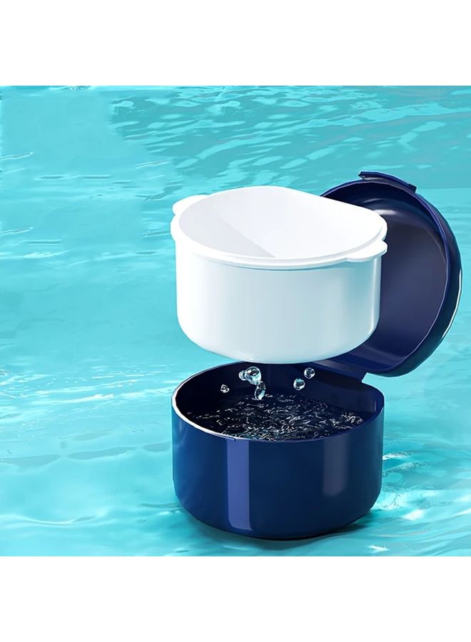 Blue Oval Tooth Retainer Denture Storage Box Large Capacity Easy Open Lid - Image 4