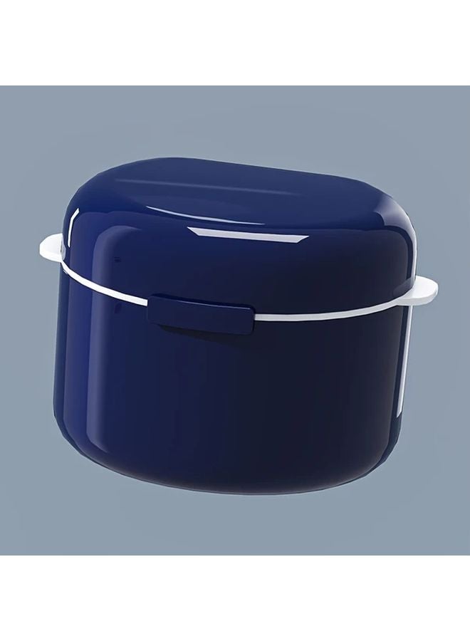 Blue Oval Tooth Retainer Denture Storage Box Large Capacity Easy Open Lid - Image 1