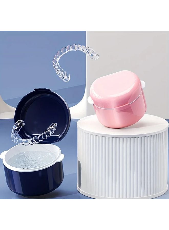Blue Oval Tooth Retainer Denture Storage Box Large Capacity Easy Open Lid - Image 2