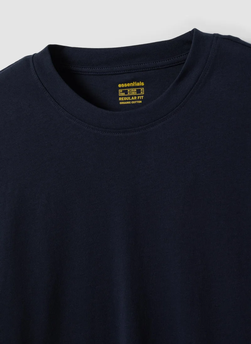 Ovs  OVS Blue Long-Sleeve Crew-Neck T-Shirt In Pure Organic Cotton for Men | Best Price UAE