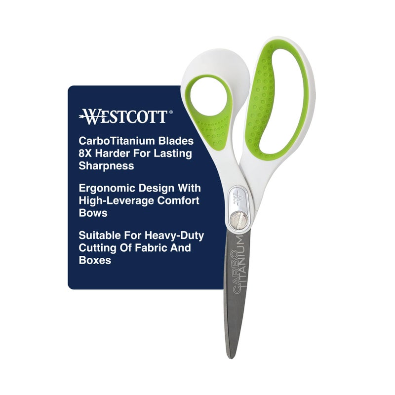 Westcott 8-Inch CarboTitanium Heavy Duty Straight Fabric Scissors - Ideal for Fabric, Sewing, and Craft Projects - Image 1