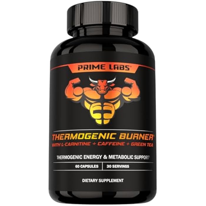 Prime Labs Thermogenic Fat Burner for Men - Weight Loss Supplement - with L-Carnitine, Caffeine, & Green Tea - Thermogenic Energy & Metabolic Support - Third-Party Tested, Made in The USA - 60 Count - Image 1