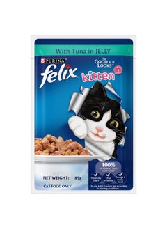 PURINA Felix As Good As It Looks Wet Food For Kittens|Complete And Balanced Kitten Food |Tuna Flavour|Pack Of 12 Pouches (12 X 85 G)  - Image 2
