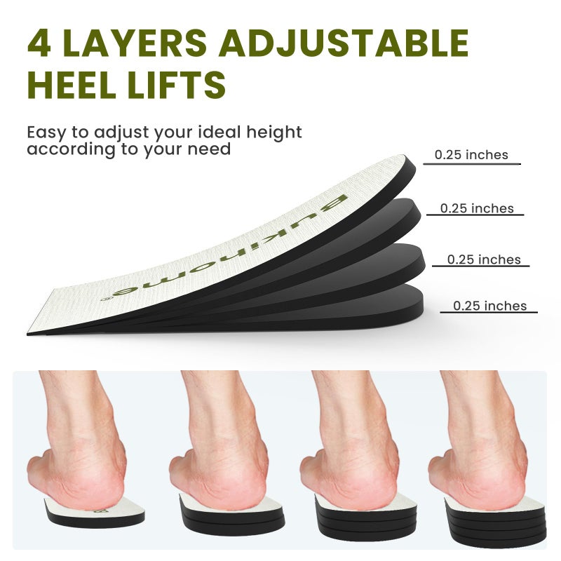 Bukihome Adjustable Heel Lift Inserts for Shoes - Bukihome Orthopedic Shoe Lift for Uneven Legs 4 Layers Height Increase Insole for Heel Pain,Heel Spur,Achilles Tendonitis(White,Medium,Pack of 2) - Image 3