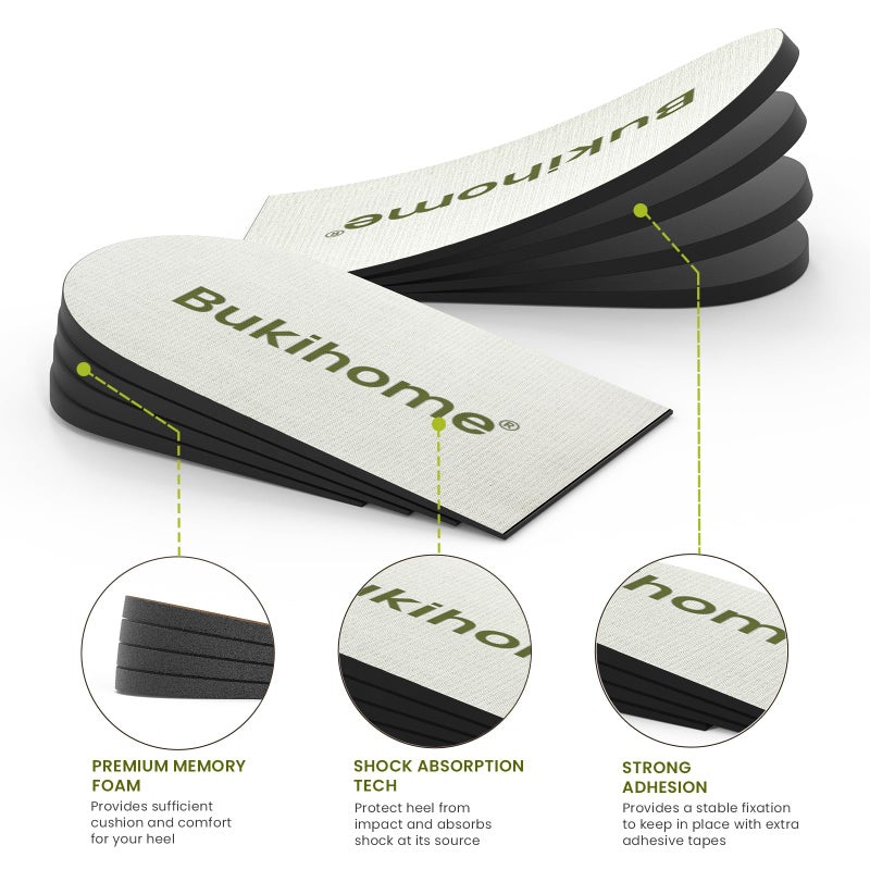 Bukihome Adjustable Heel Lift Inserts for Shoes - Bukihome Orthopedic Shoe Lift for Uneven Legs 4 Layers Height Increase Insole for Heel Pain,Heel Spur,Achilles Tendonitis(White,Medium,Pack of 2) - Image 4