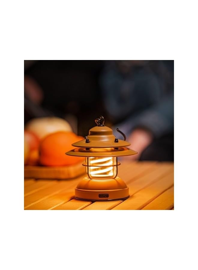 erorex Mini LED Camping Lantern,Rechargeable Retro Warm Camp Light,Battery Powered Metal Vintage Hanging Lamp,Portable Waterpoor Outdoor Tent Bulb, Emergency Lighting for Power Failure,Outages - Image 5
